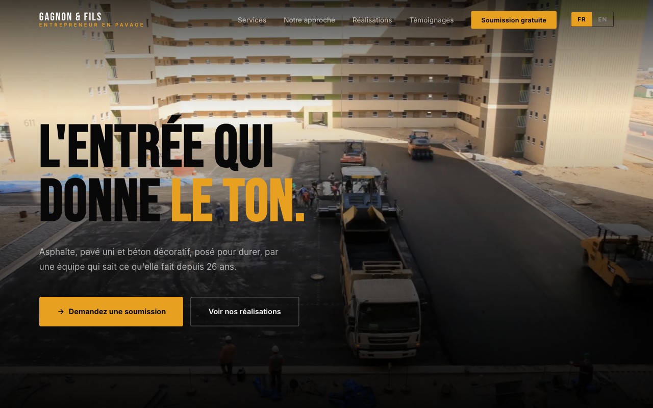 Screenshot of Pavage Gagnon & Fils website