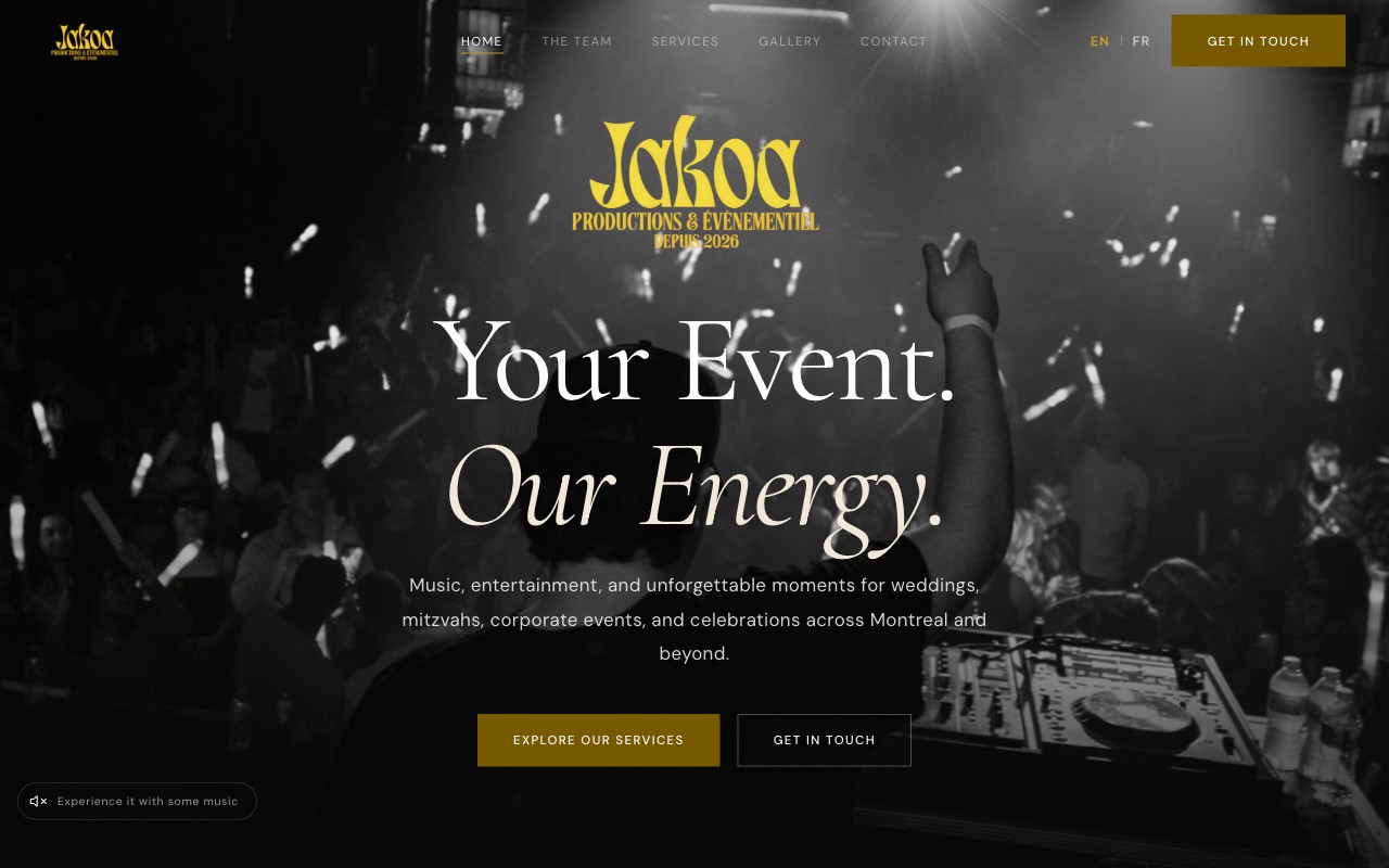 Screenshot of Jakoa Productions website